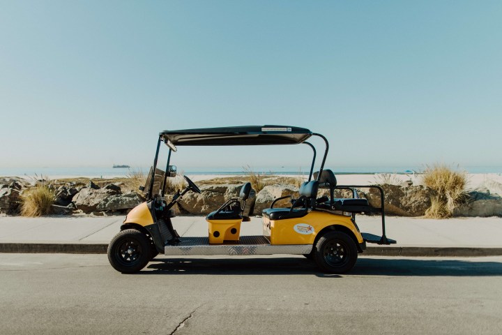 a truck is parked on the side of a road