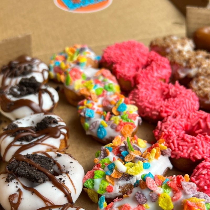 a close up of many different types of cake