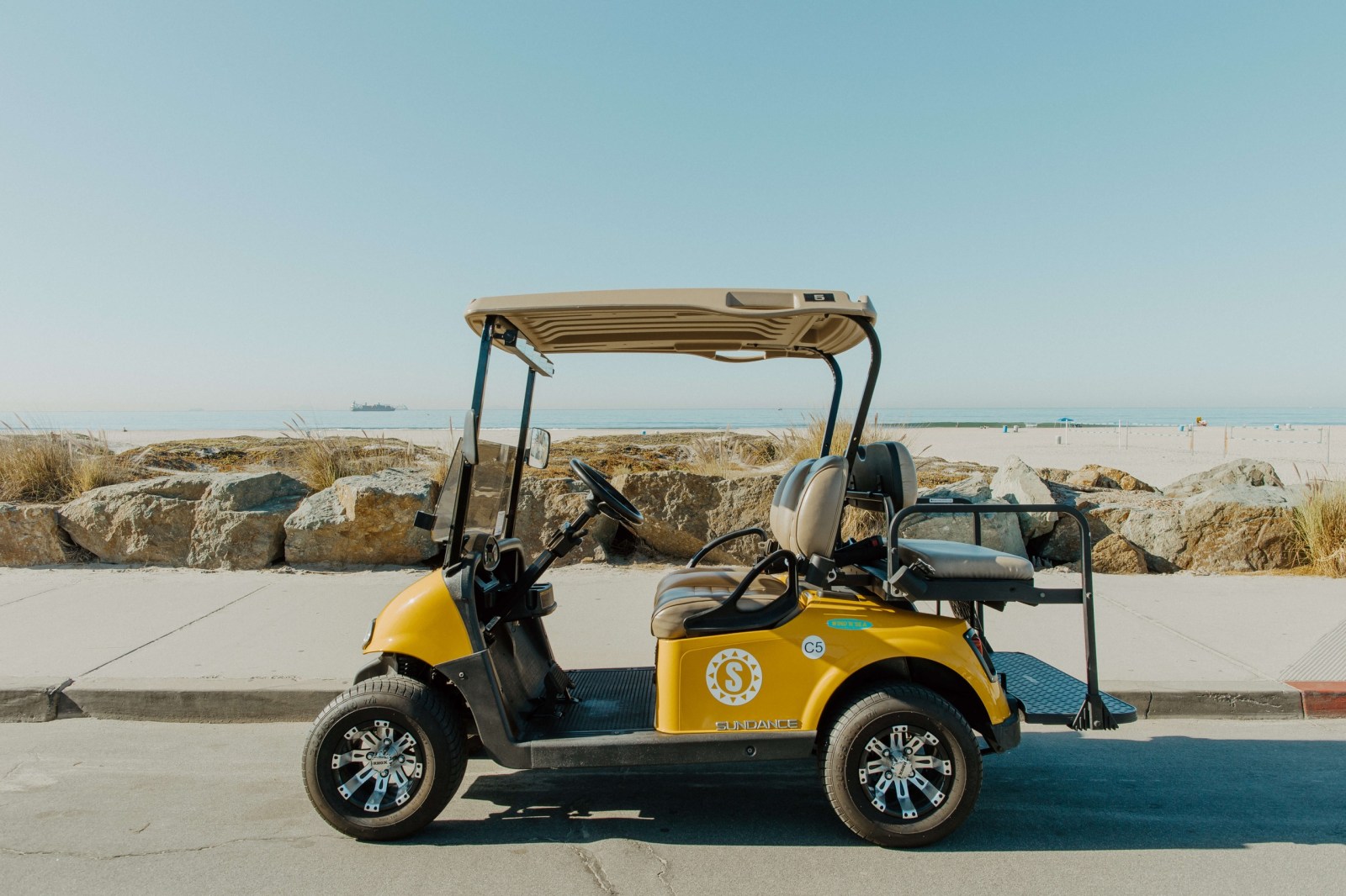 a car parked on a beach