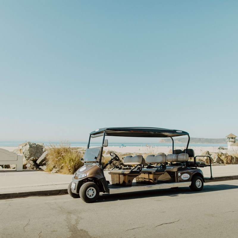 a truck is parked on the side of a road